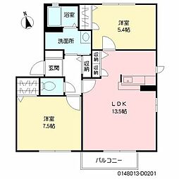 フォーレス中古賀D 2LDKの間取図画像
