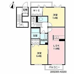 マルヨシコート大村 2LDKの間取図画像