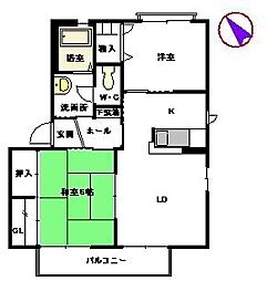 バリュージュRYOC 2LDKの間取図画像
