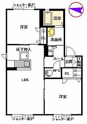 インスパイア 2LDKの間取図画像