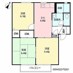 チェリーヒルズF 2LDKの間取図画像