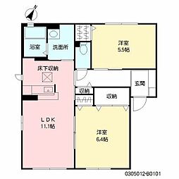 ソレアード21B 2LDKの間取図画像