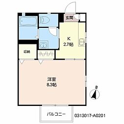 ディアス新栄 1Kの間取図画像