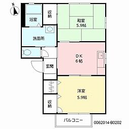 グリーンパレスSB 2DKの間取図画像