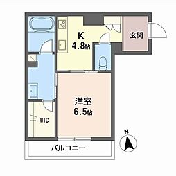 グランメゾン天神 1Kの間取図画像