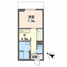 Paradiso本荘 1Kの間取図画像