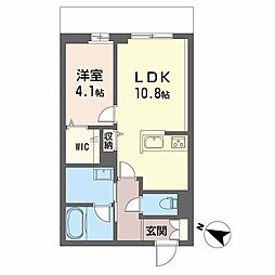 Paradiso本荘 1LDKの間取図画像