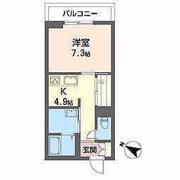 Paradiso本荘 1Kの間取図画像