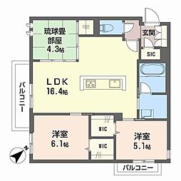 LUCE帯山西 3LDKの間取図画像