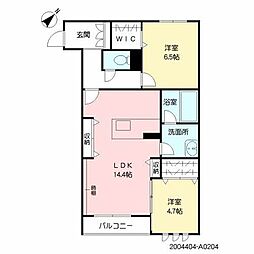 シャーメゾンアメニティ御領1 2LDKの間取図画像