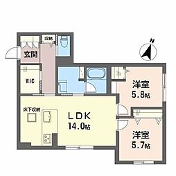 シャーメゾン菊陽 2LDKの間取図画像