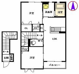 フェリーチェ 2LDKの間取図画像