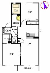 ソフィアかじおB 2LDKの間取図画像