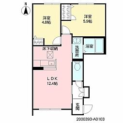 ヴィラーチェ・プロフィットB 2LDKの間取図画像