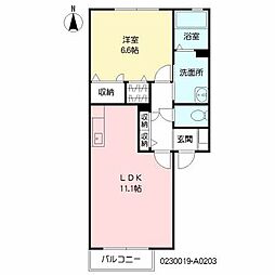プチメゾンERI 1LDKの間取図画像