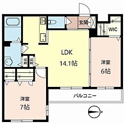 シャーメゾン別宮 2LDKの間取図画像
