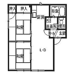 きぬがさ21 2LDKの間取図画像