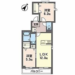 スカイヴィラ聖徳 2LDKの間取図画像