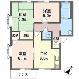 ヴァンヴェール 3DKの間取図画像