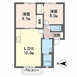 フォーレスイン西嶋 2LDKの間取図画像