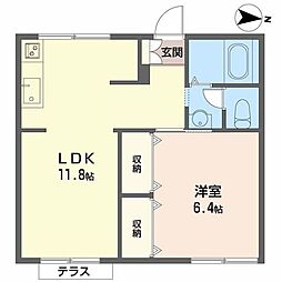 カーサベルデ2 1LDKの間取図画像