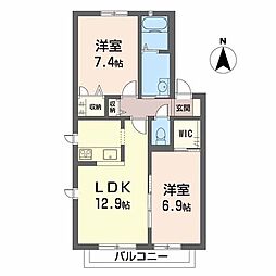 カーサベルデ2 2LDKの間取図画像