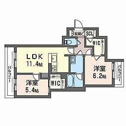 シャーメゾンセレナヴィラ 2LDKの間取図画像