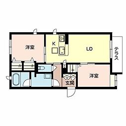 フローレ三国ヶ丘 2LDKの間取図画像
