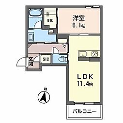 Egret 1LDKの間取図画像