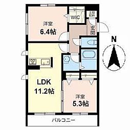 シャーメゾンリラフォート 2LDKの間取図画像