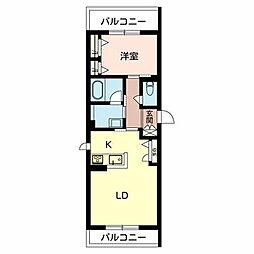 エンターテイン堺市 1LDKの間取図画像