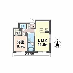 シャーメゾン竹田 1LDKの間取図画像