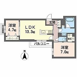 フォルトゥーナ御前 2LDKの間取図画像