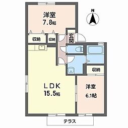 エヴァーグリーン 2LDKの間取図画像