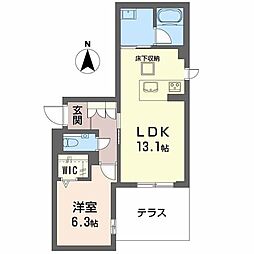 西宮市津門大箇町マンション 1LDKの間取図画像