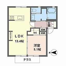 ヴェルドミール2 1LDKの間取図画像