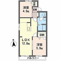 今川ハイツ 2LDKの間取図画像