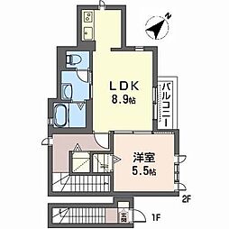 阿倍野SURFRIDER 1LDKの間取図画像