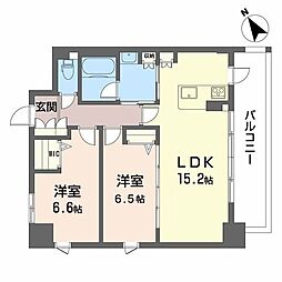 クレスティーク上町台 2LDKの間取図画像