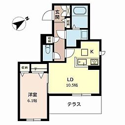 ベルシエール 1LDKの間取図画像