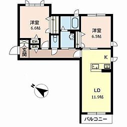 ラ・フォルテ西明石 2LDKの間取図画像