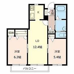 シャーメゾン中之番B 2LDKの間取図画像