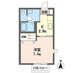 ディアス青葉 1Kの間取図画像
