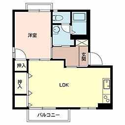 リバティ野村B 1LDKの間取図画像