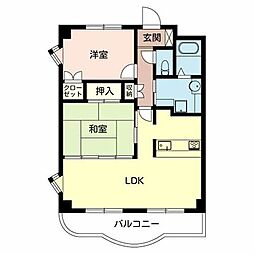 ベルドミール栗東 2LDKの間取図画像