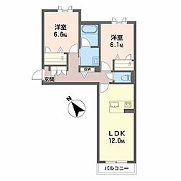 シャーメゾン池之浦 2LDKの間取図画像