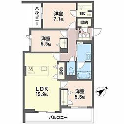 メゾン カルム 3LDKの間取図画像