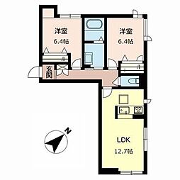 Tmaison大将軍 2LDKの間取図画像