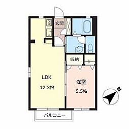 シャーメゾンフィオーレB 1LDKの間取図画像