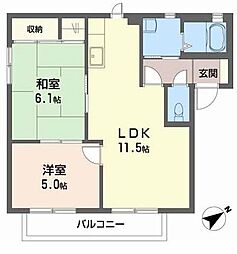 カーサ・カナマキ 2LDKの間取図画像